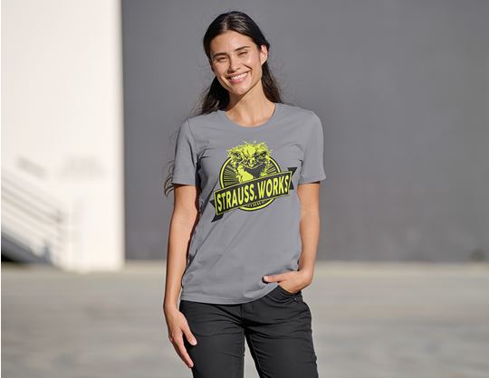 View 1, e.s. T-shirt strauss works, ladies', platinum