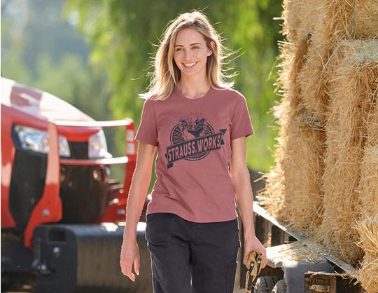 View 1, T-shirt e.s.​iconic works, ladies', oxidred