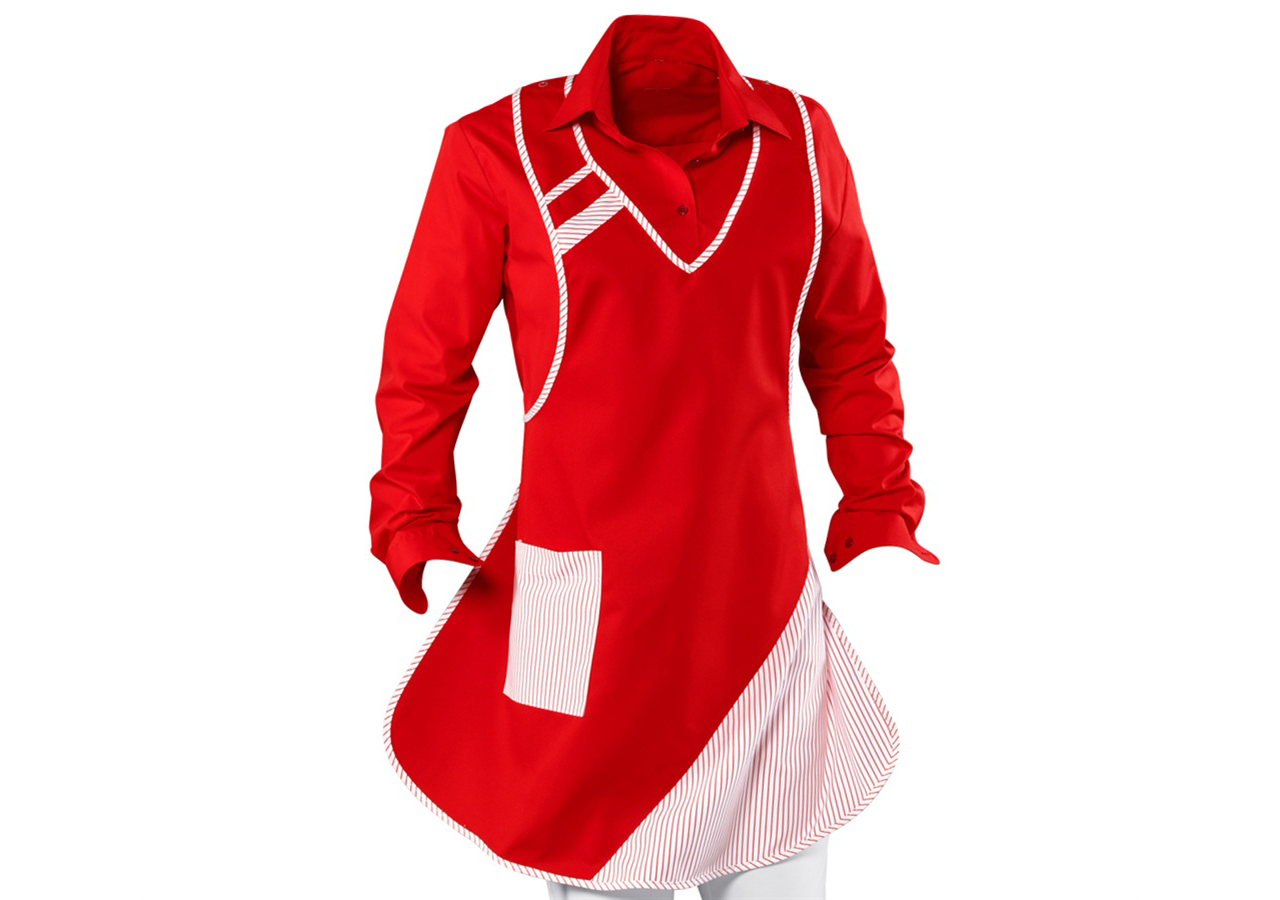 Aprons: Bib Apron Britta + red/white