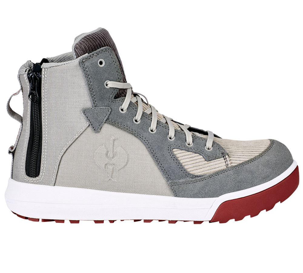 Footwear: S1 Safety boots e.s. Janus II mid + dovegrey/cement/velvetred