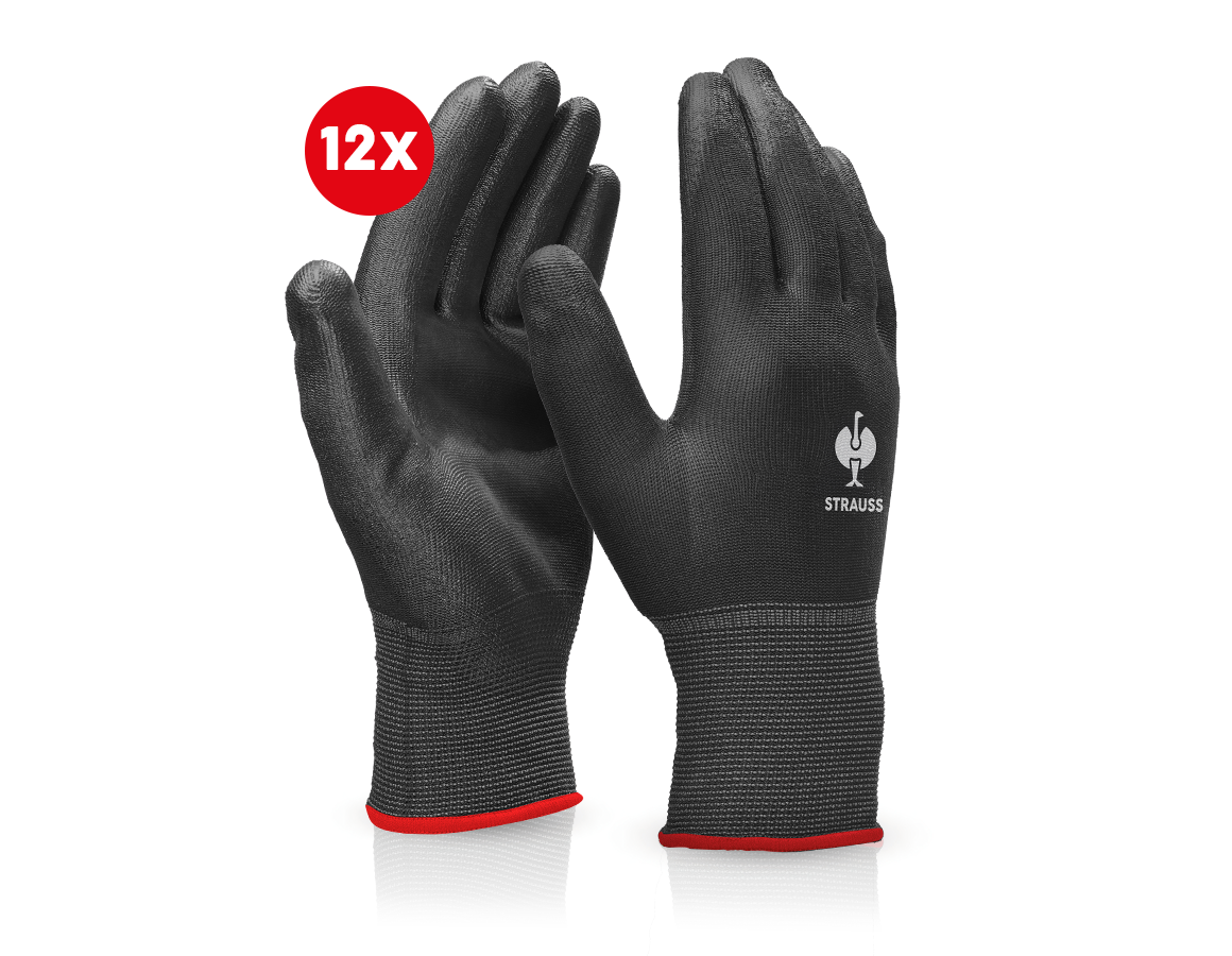 Coated: PU micro gloves Industrial, pack of 12
