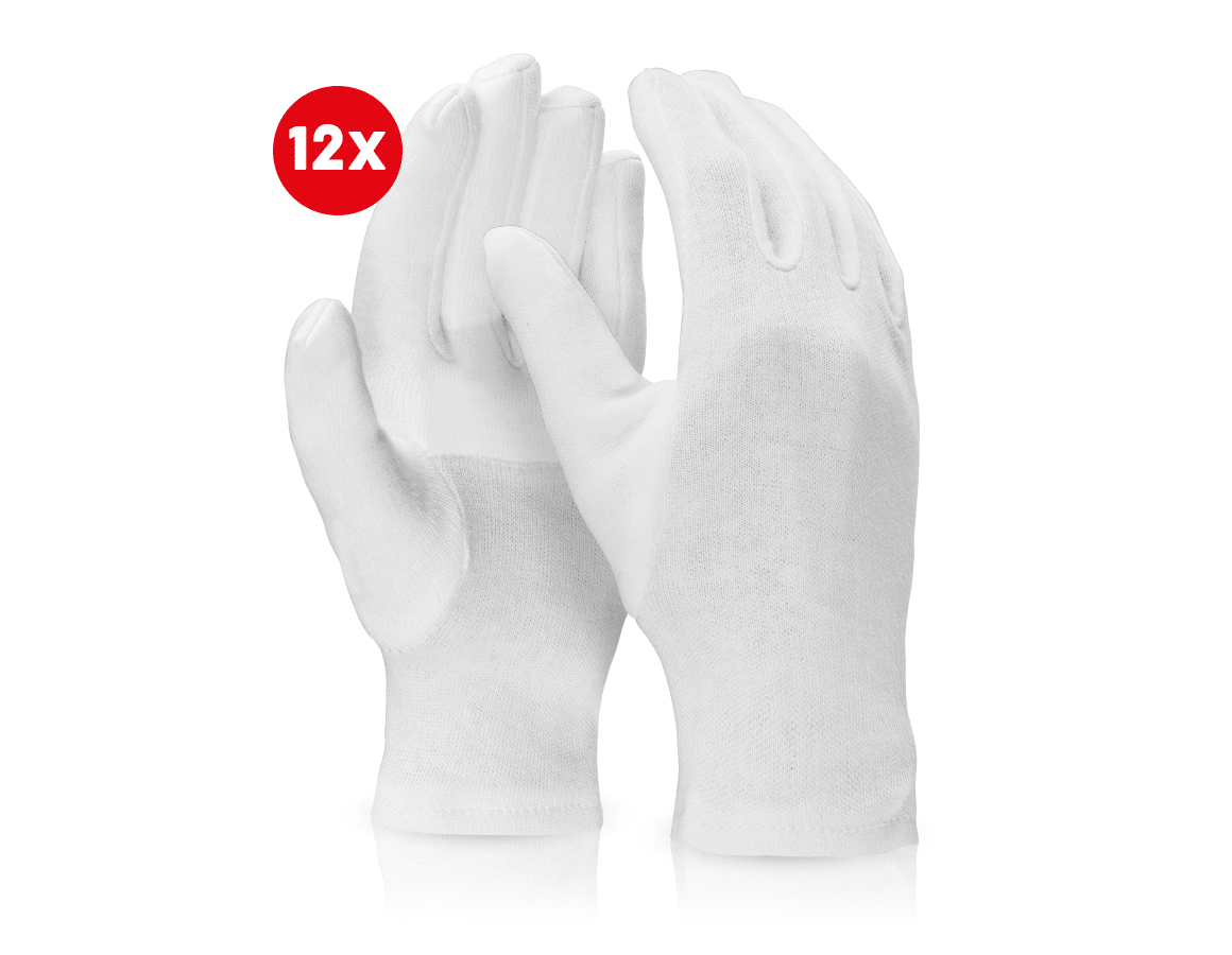 Textile: Cotton fourchette gloves, reinforced, pack of 12 + white