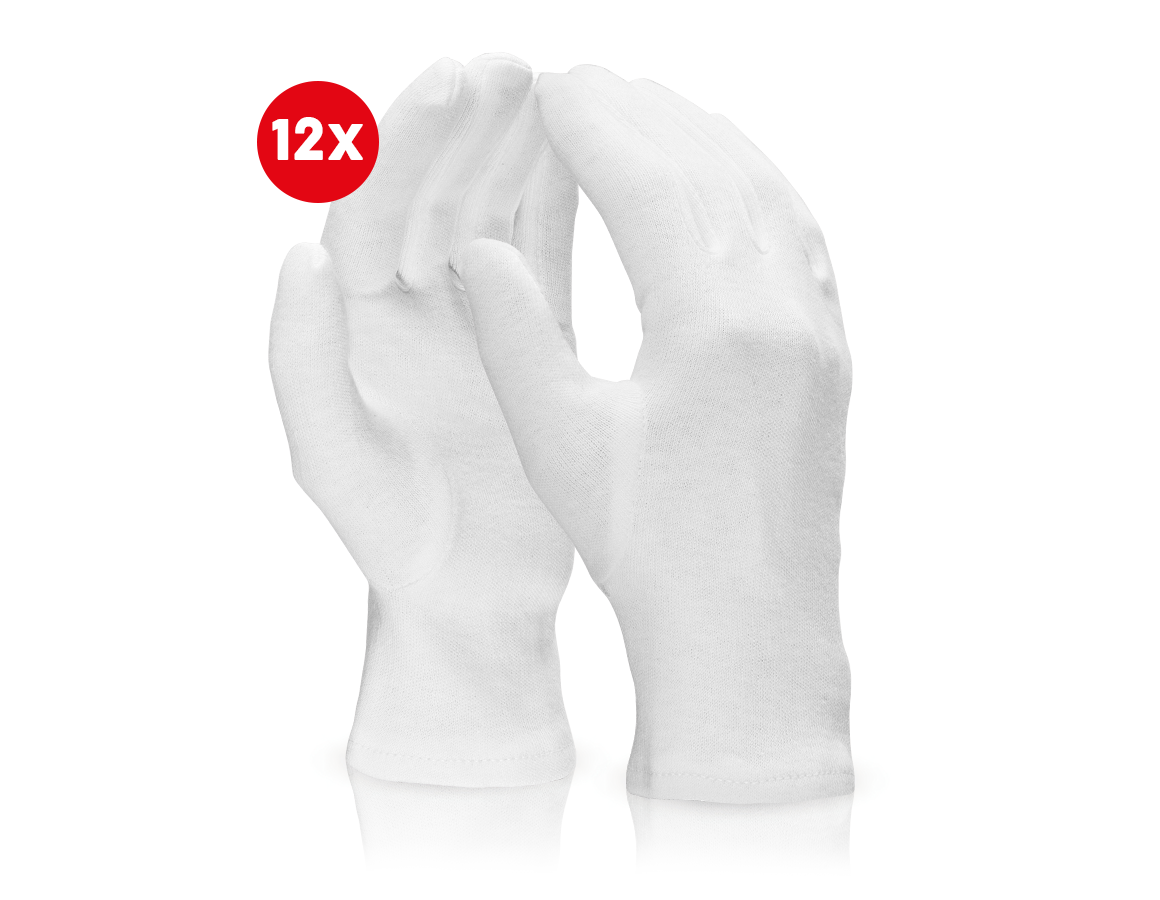 Textile: Cotton fourchette gloves, white, pack of 12 + white