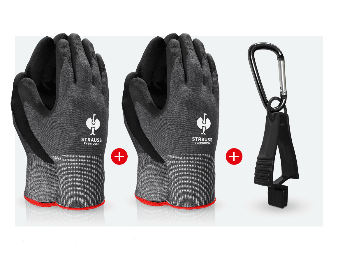 Sets | Accessories: 2x Nitrile foam gloves allseasons + Glove holder + black/grey