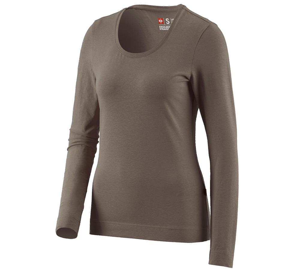 Topics: e.s. Longsleeve cotton stretch, ladies' + stone