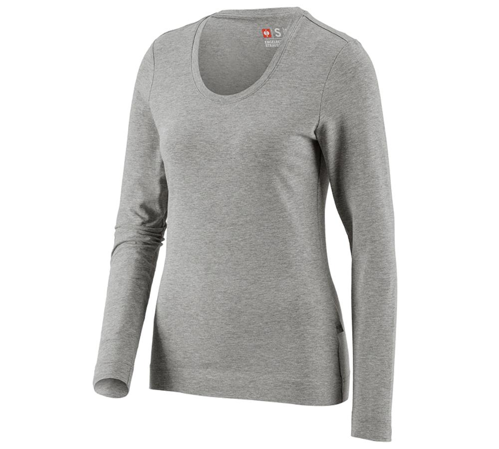 Topics: e.s. Longsleeve cotton stretch, ladies' + grey melange