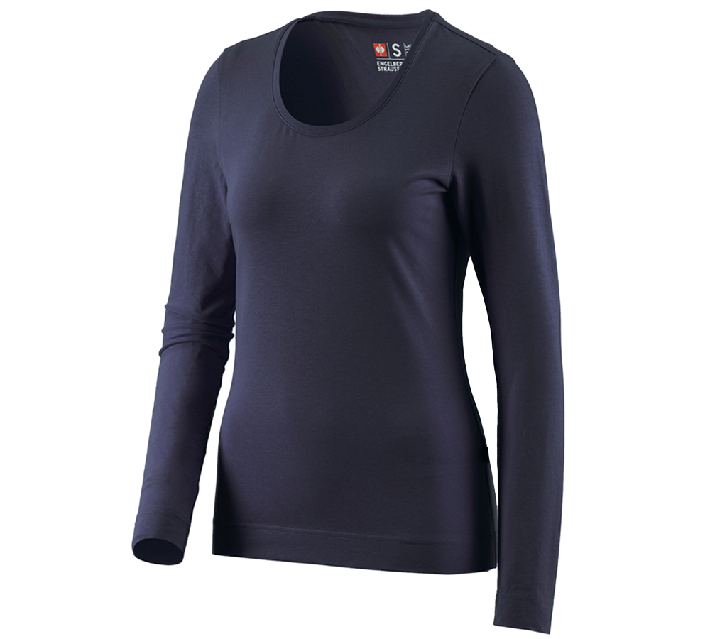 Shirts, Pullover & more: e.s. Longsleeve cotton stretch, ladies' + navy