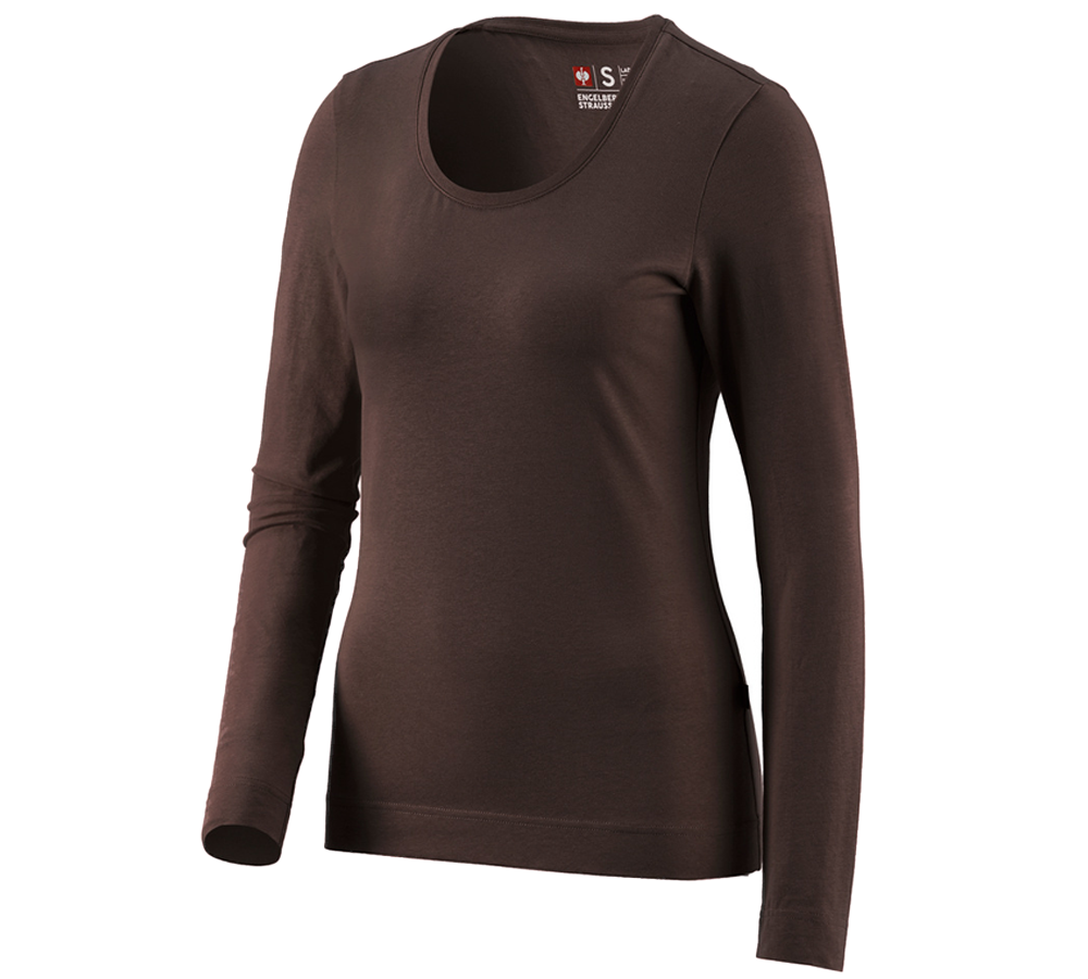 Shirts, Pullover & more: e.s. Longsleeve cotton stretch, ladies' + chestnut