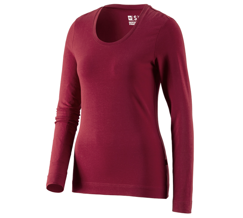 Shirts, Pullover & more: e.s. Longsleeve cotton stretch, ladies' + bordeaux