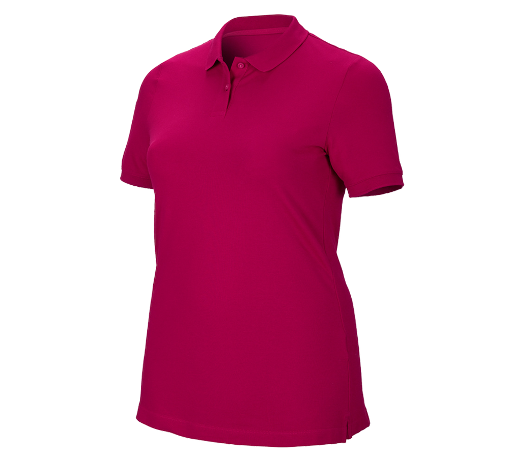 Topics: e.s. Pique-Polo cotton stretch, ladies', plus fit + berry