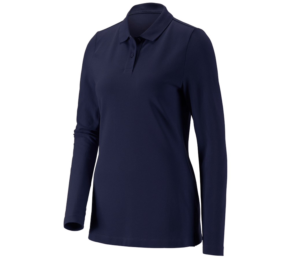 Shirts, Pullover & more: e.s. Pique-Polo longsleeve cotton stretch,ladies' + navy