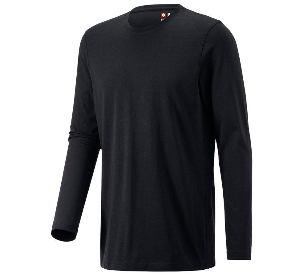 Shirts, Pullover & more: e.s. Longsleeve cotton, long fit + black
