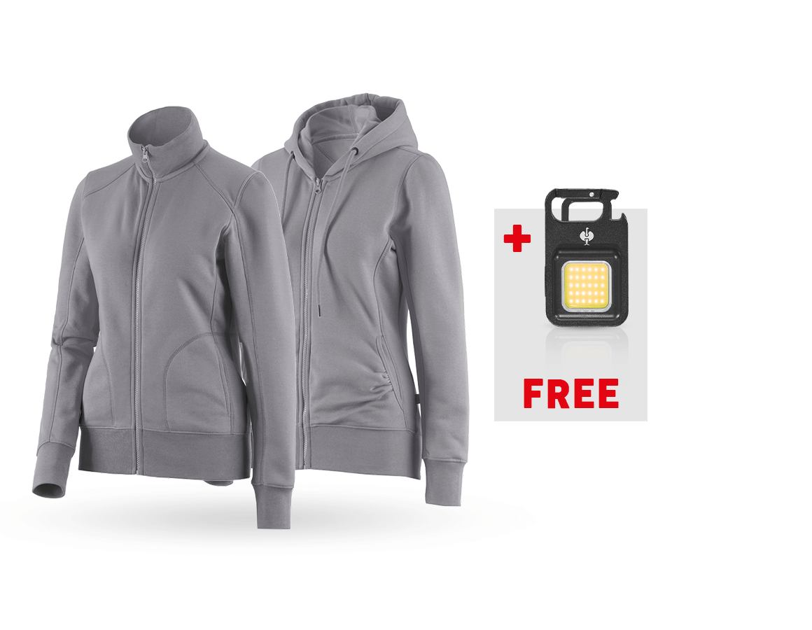 Clothing: SET: Sweatjacket+hoody sweatjacket poly cotton, l. + platinum