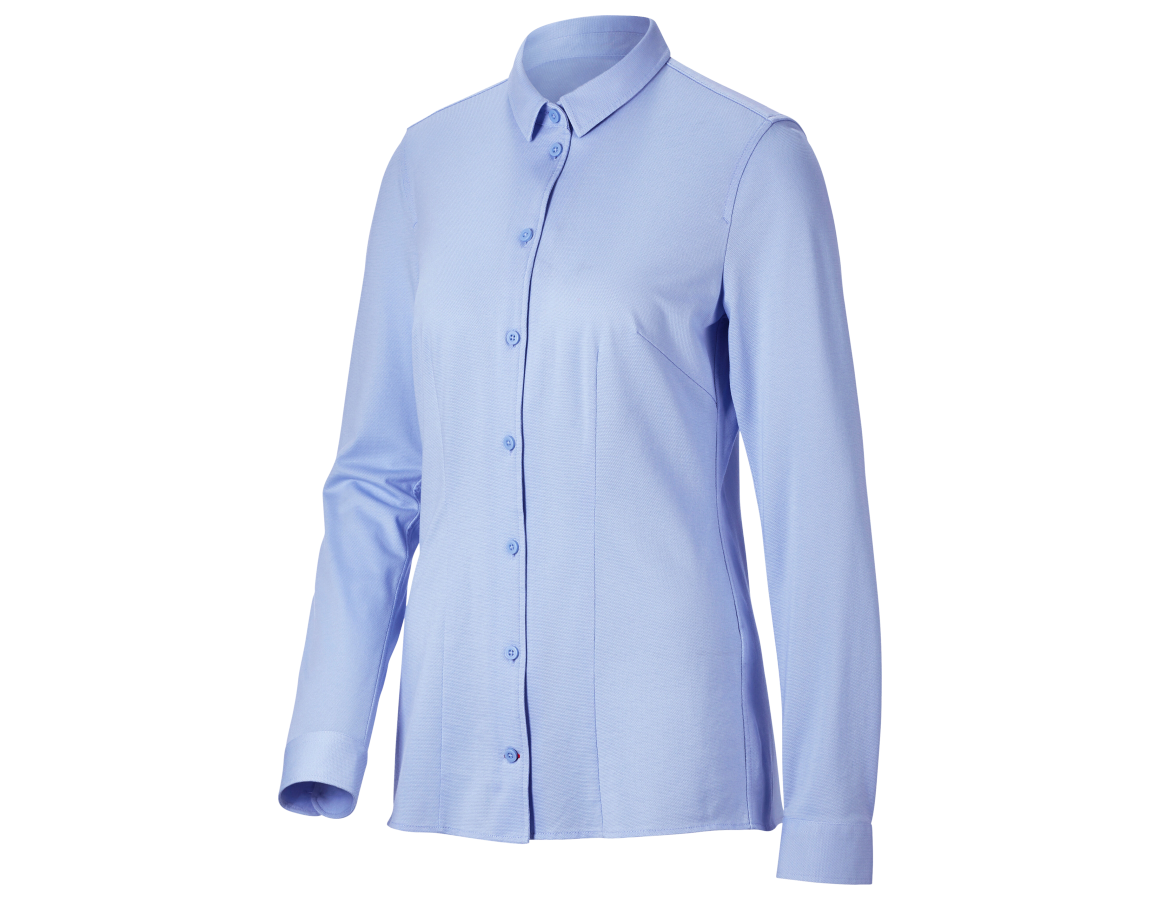 Clothing: e.s. Piqué-Business Blouse + frostblue