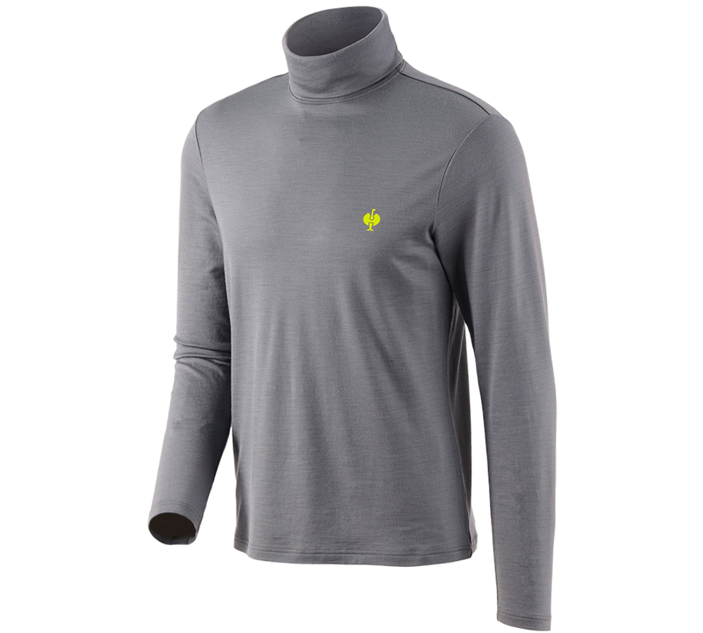 Topics: Turtle neck shirt Merino e.s.trail + basaltgrey/acid yellow
