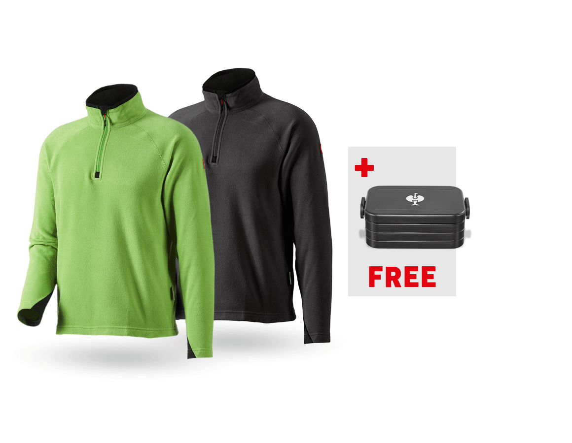 Clothing: SET: 2x Microfleece troyer dryplexx® micro + seagreen