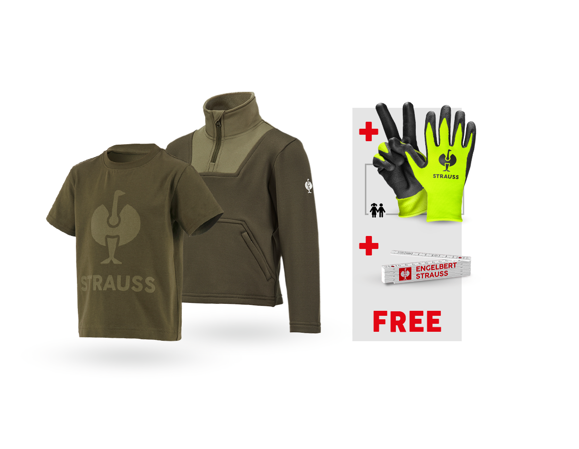 Clothing: SET: Funct.troyer+T-shirt e.s.concrete, children + mudgreen