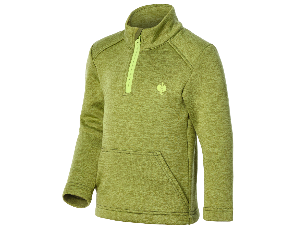Shirts, Pullover & more: Troyer thermo stretch e.s.trail, children's + junipergreen melange/limegreen