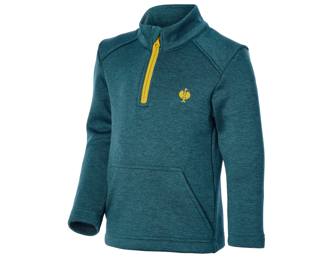 Shirts, Pullover & more: Troyer thermo stretch e.s.trail, children's + emeraldgreen melange/chromeyellow