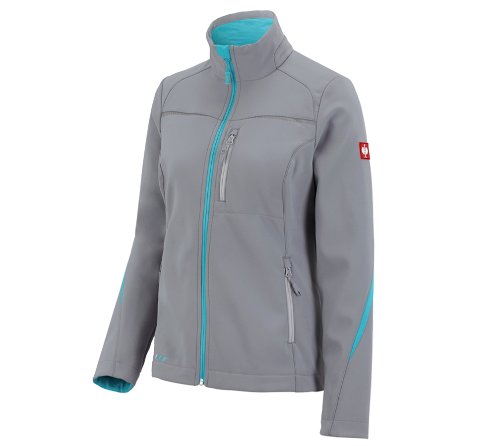 Work Jackets: Softshell jacket e.s.motion 2020, ladies' + platinum/capri