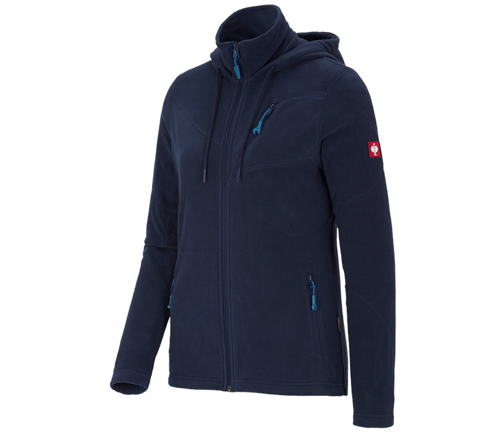 Work Jackets: Hooded fleece jacket e.s.motion 2020, ladies' + navy