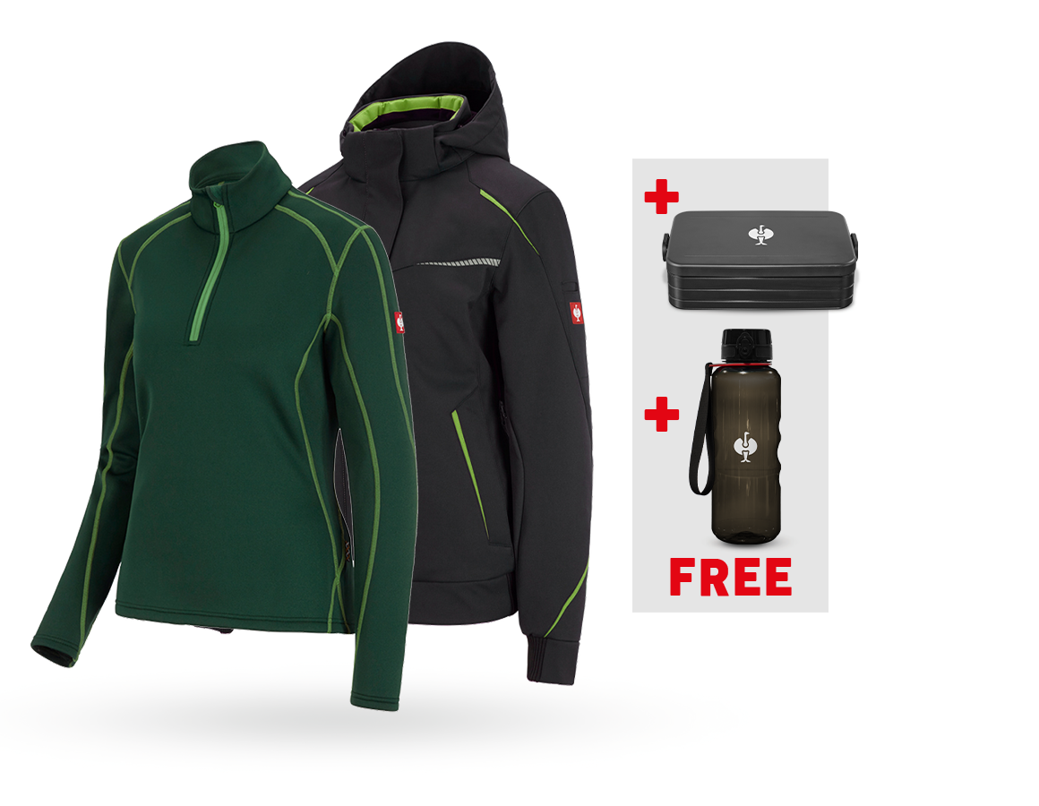 Work Jackets: SET: Wint.softs.jacket e.s.motion 2020+Troyer, la. + black/seagreen