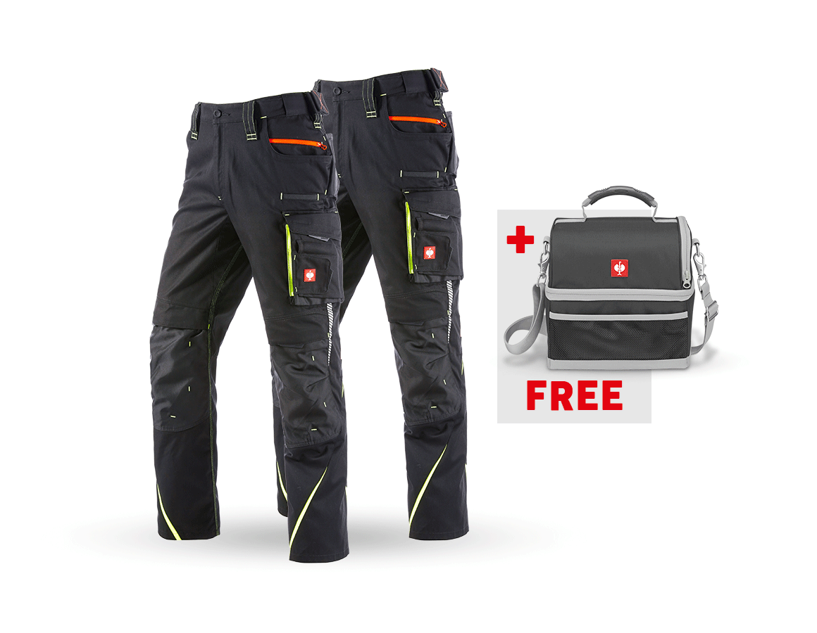 Clothing: SET: Trousers + Winter trousers e.s.motion 2020 + black/high-vis yellow/high-vis orange