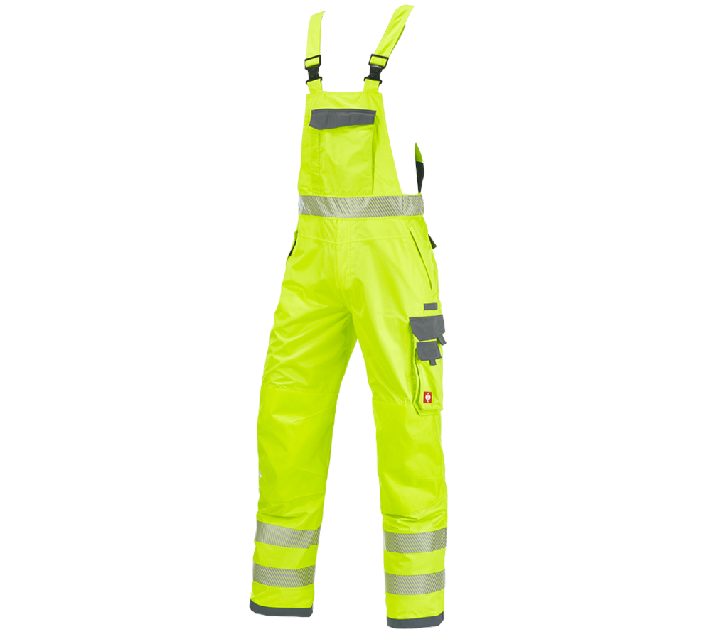 Work Trousers: High-vis functional bib & brace e.s.prestige + high-vis yellow/grey
