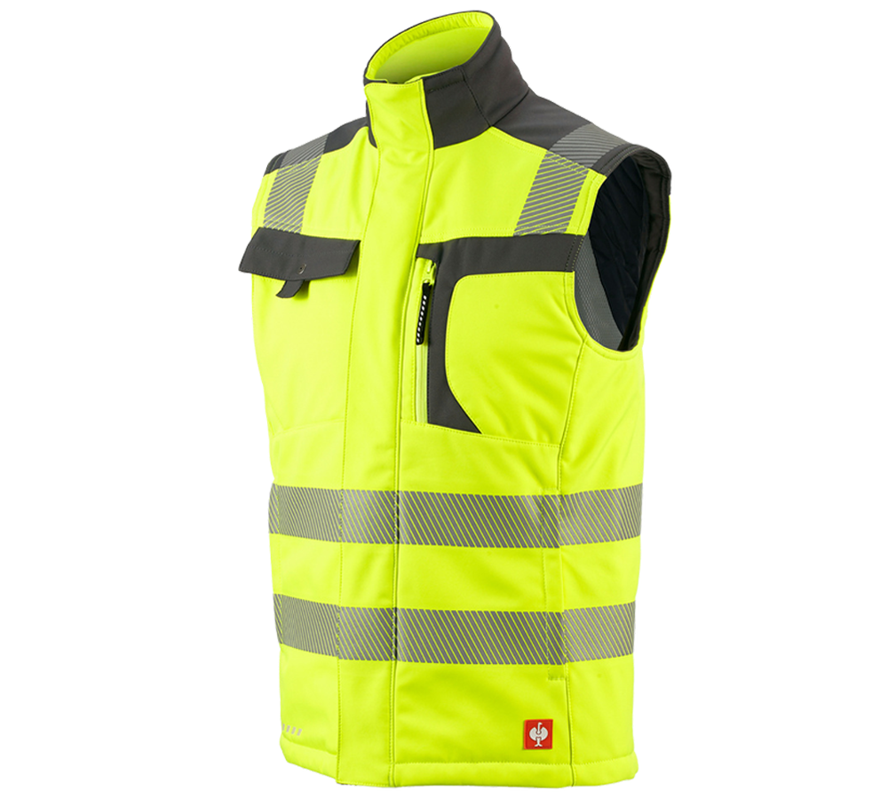 Work Body Warmer: High-vis softshell bodywarmer e.s.motion + high-vis yellow/anthracite