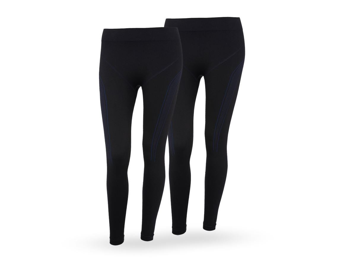 Thermal Underwear: 2-pack e.s. funct. long-pants seamless-warm,ladies + black/gentianblue