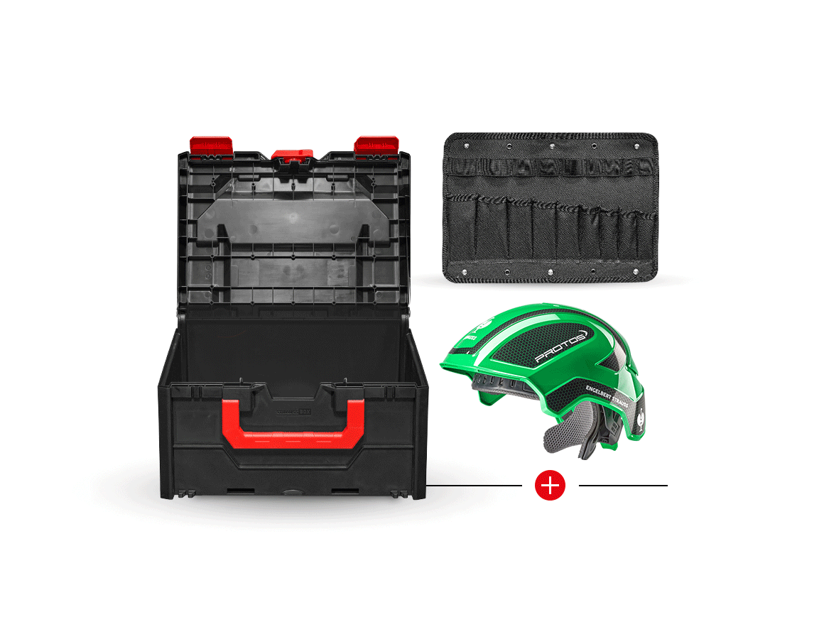 Hard Hats: e.s. Work helmet Protos® + STRAUSSbox 215 midi + green/black