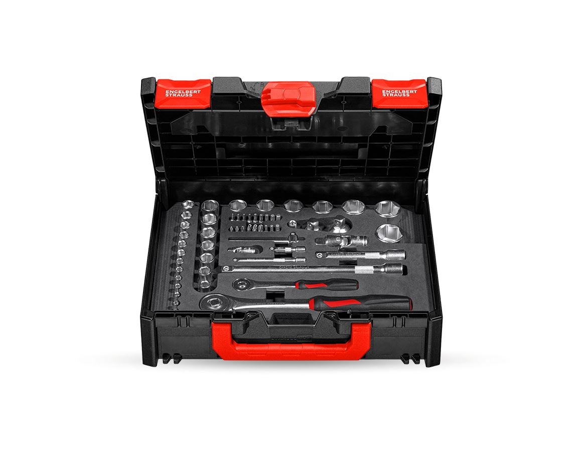STRAUSSbox System: Socket wrench set lockfix 1/4+1/2 in STRAUSSbox