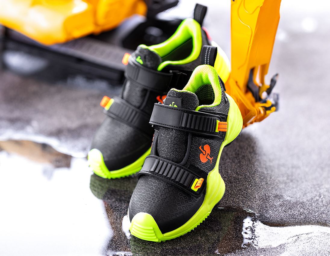 Kids Shoes: Allround shoes e.s. Waza low, children's + black/high-vis yellow/high-vis orange