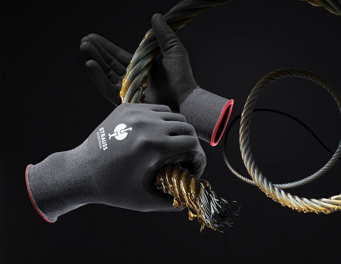 Coated: e.s. Nitrile foam gloves evertouch micro + black/grey 1