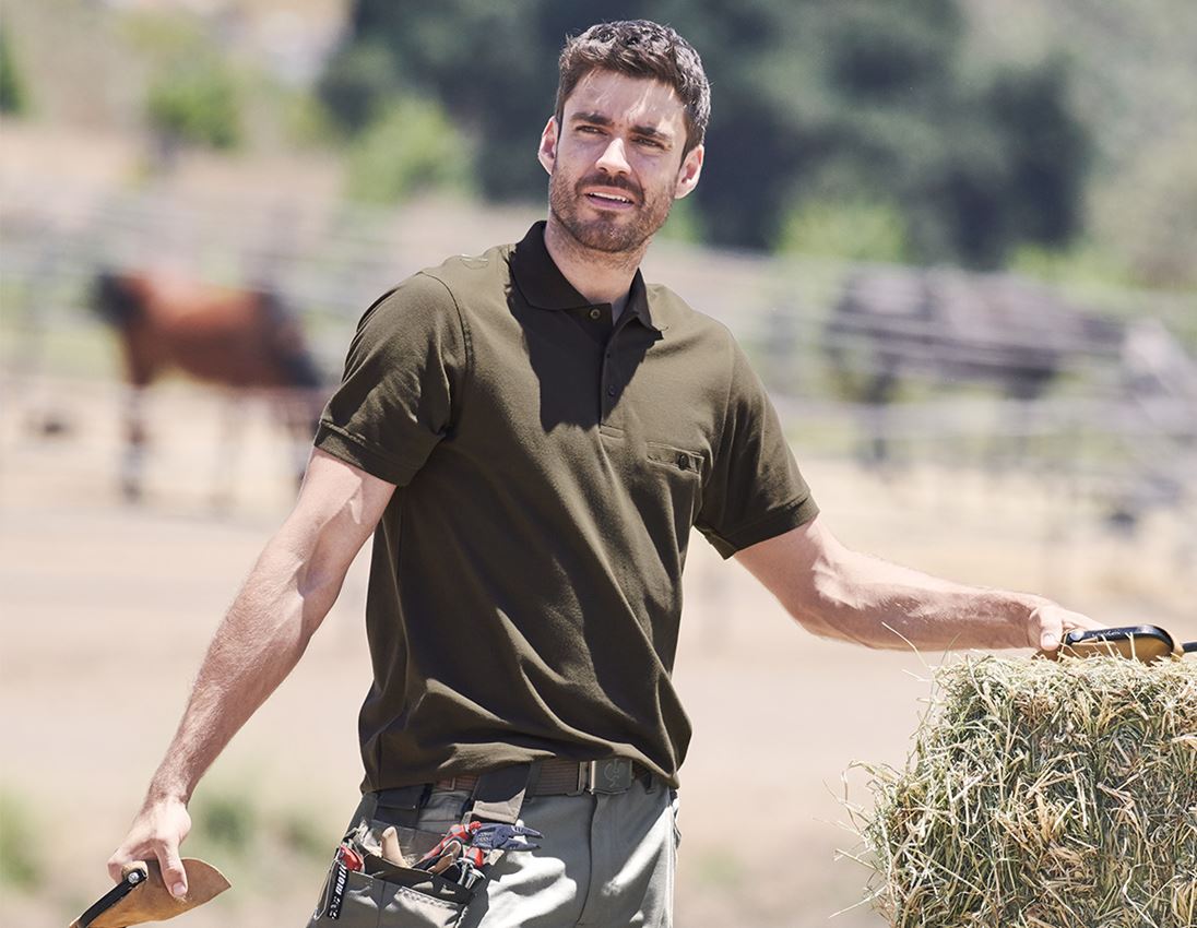 Shirts, Pullover & more: e.s. Polo shirt cotton Pocket + olive
