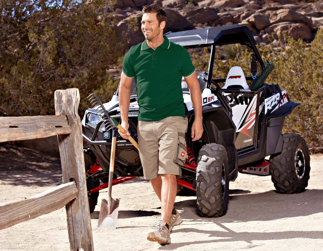 Topics: e.s. Polo shirt cotton Deluxe Colour + green/aluminium 1