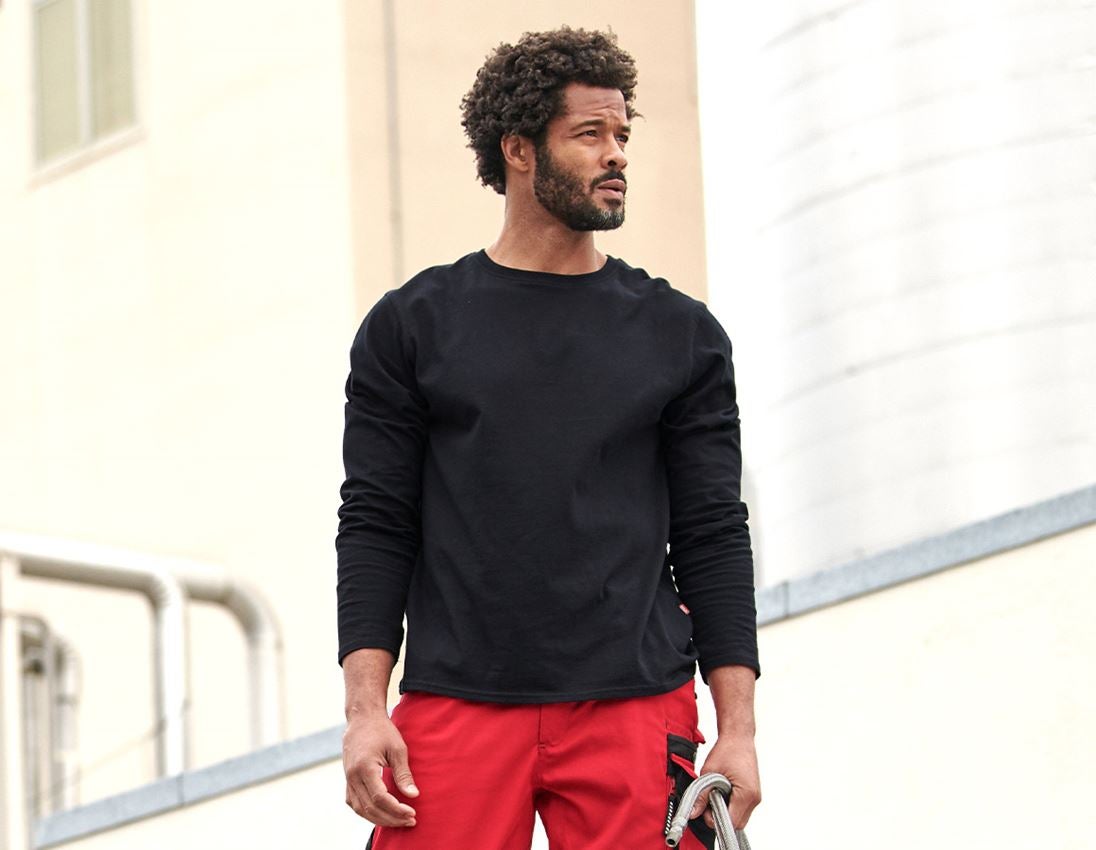 Shirts, Pullover & more: e.s. Longsleeve cotton + black