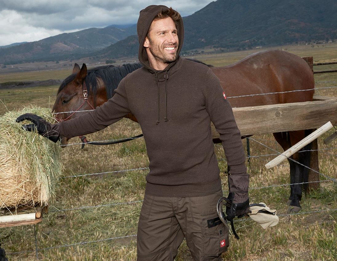 Shirts, Pullover & more: e.s. Knitted hoody + bark melange 1