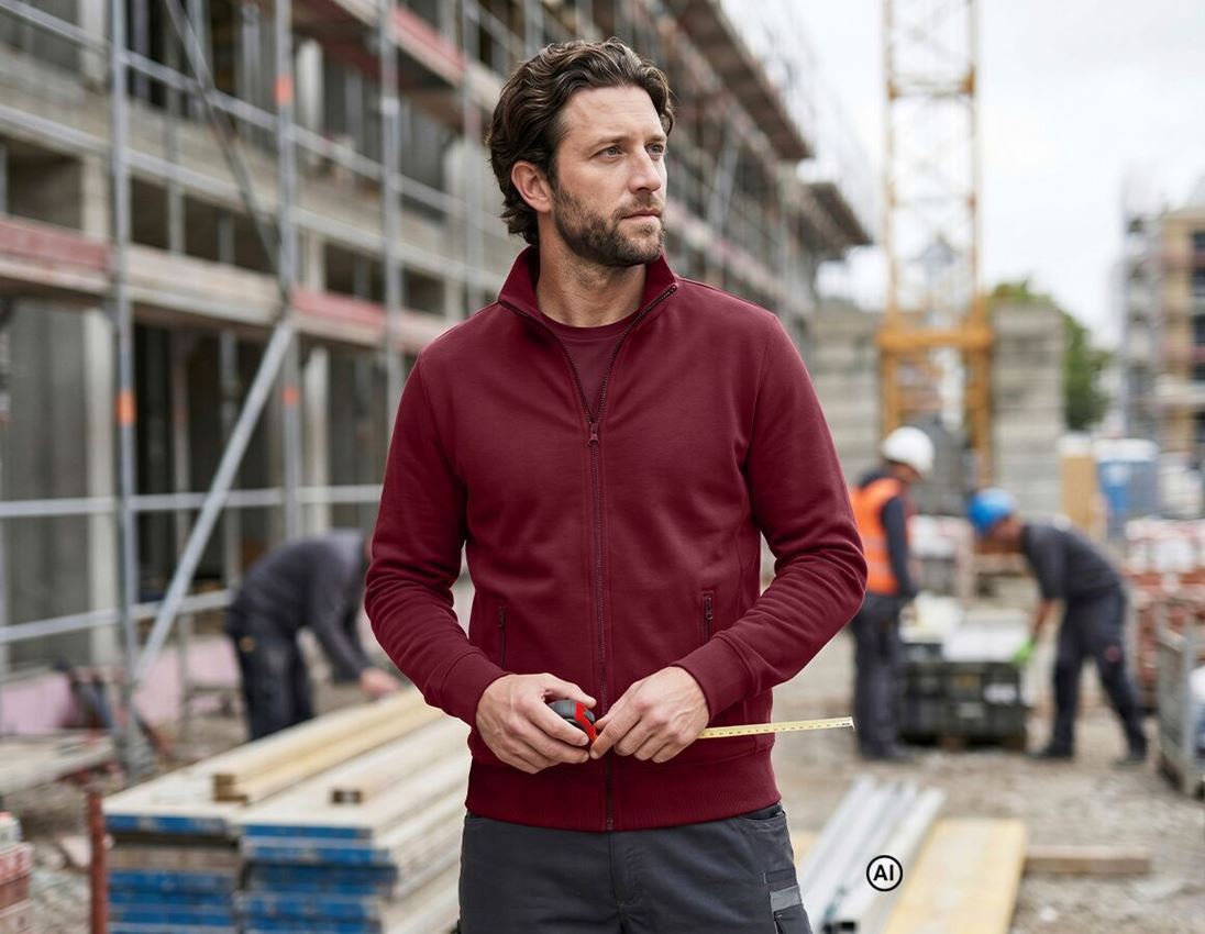 AI-generated / modified - Shirts, Pullover & more: e.s. Sweat jacket poly cotton + bordeaux