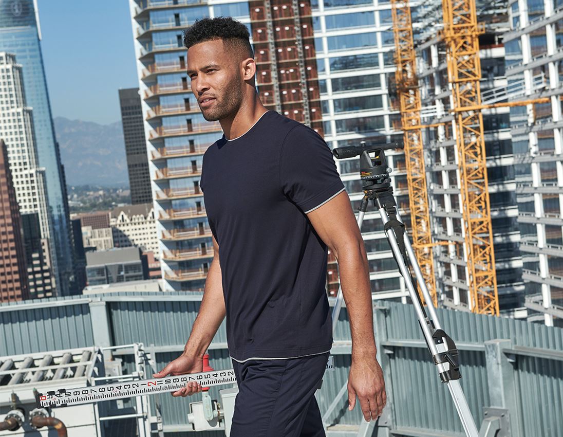 Shirts, Pullover & more: e.s. T-shirt cotton stretch Layer + navy/grey melange 1