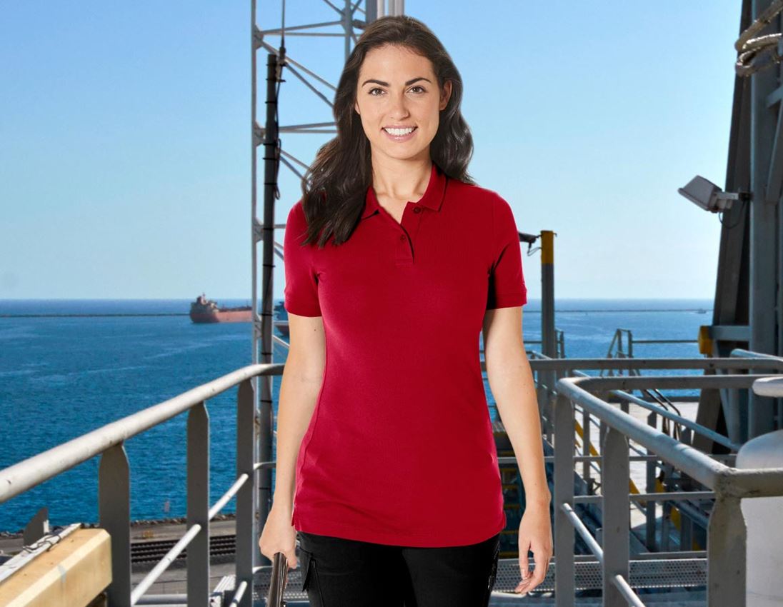 Shirts, Pullover & more: e.s. Pique-Polo cotton stretch, ladies' + fiery red
