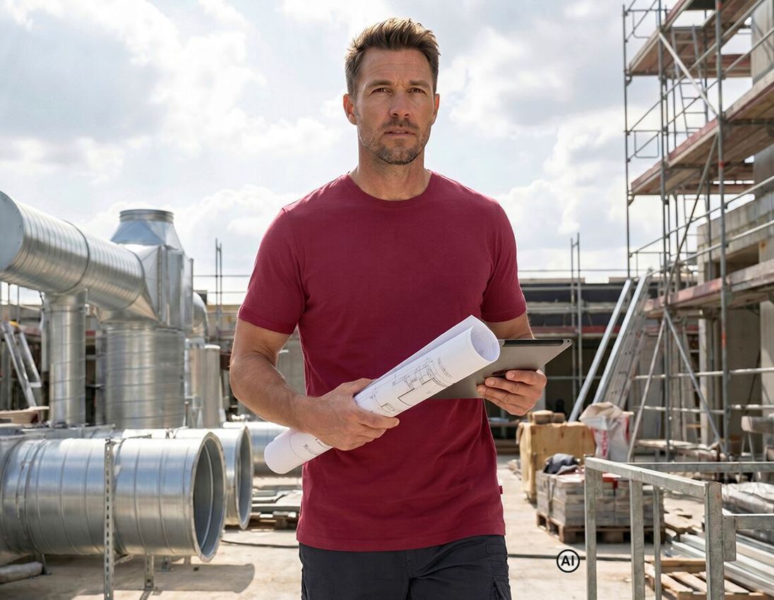 AI-generated / modified - Foresters | Farmers: e.s. T-shirt cotton stretch, long fit + bordeaux 1