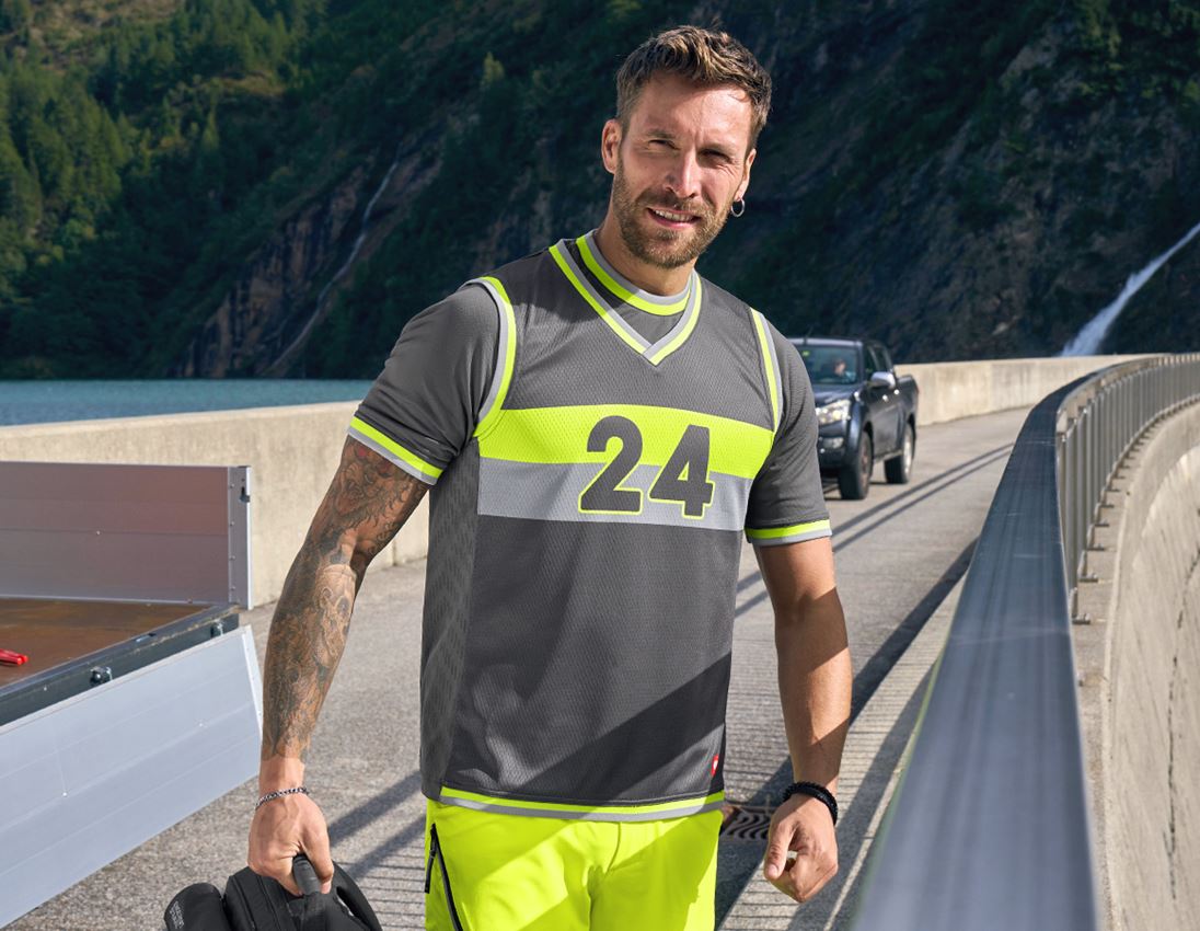 Shirts, Pullover & more: Functional tank-shirt e.s.ambition + anthracite/high-vis yellow