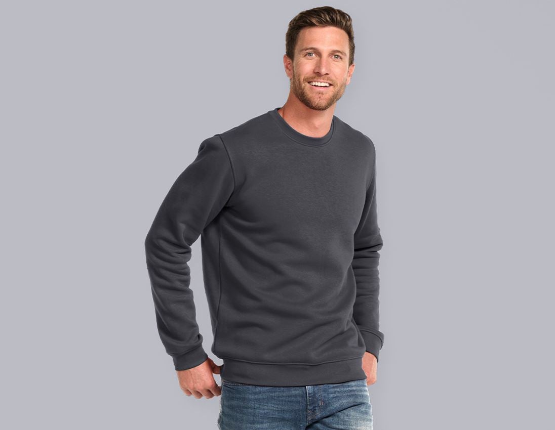 Topics: e.s. Sweatshirt poly cotton, long fit + anthracite