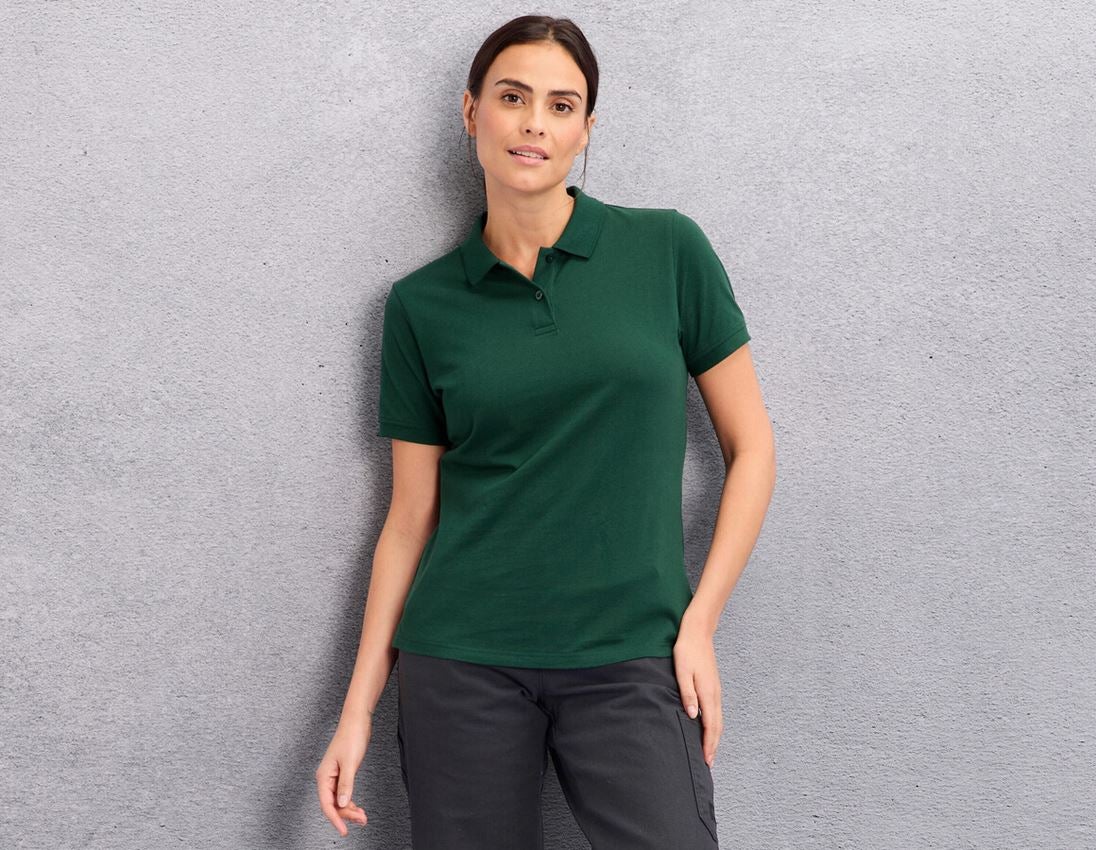 Clothing: e.s. Piqué-Polo cotton light, ladies' + green