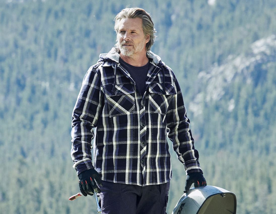 Topics: Hooded shirt e.s.roughtough + midnightblue/steelblue/nature/wheat