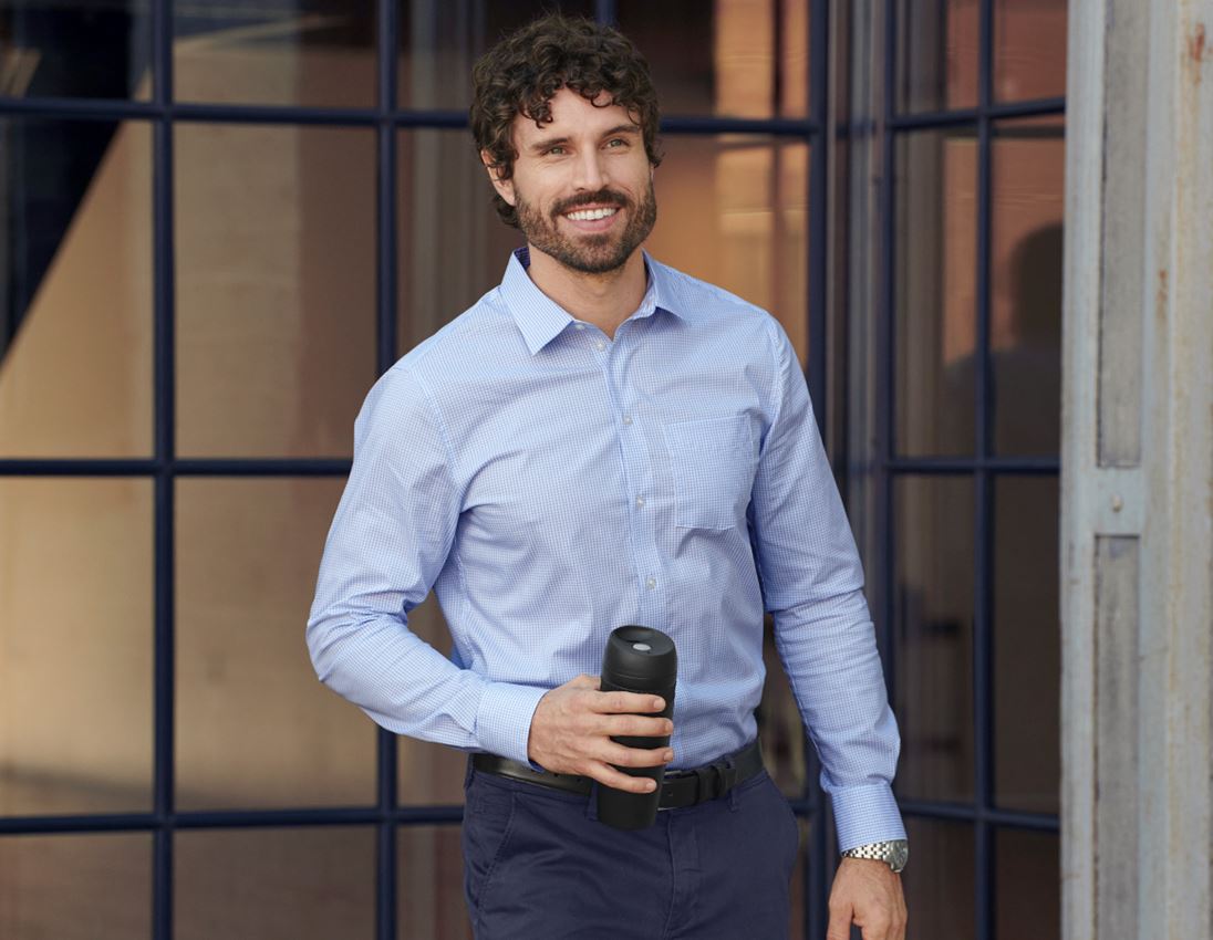 Shirts, Pullover & more: e.s. Business shirt cotton stretch, regular fit + frostblue checked
