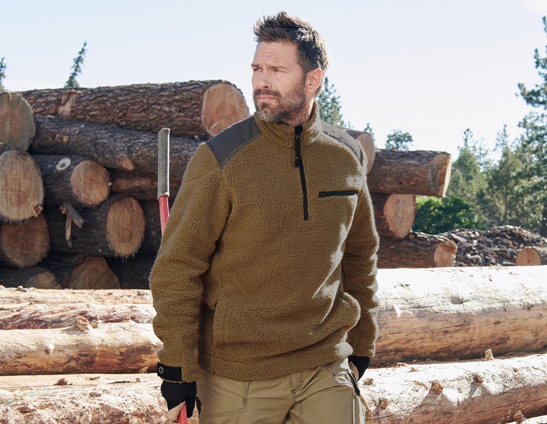 Shirts, Pullover & more: Faux fur Troyer e.s.roughtough + walnut