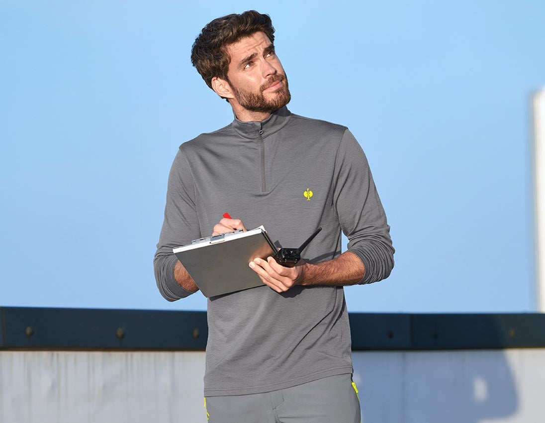 Shirts, Pullover & more: Troyer Merino e.s.trail + basaltgrey/acid yellow