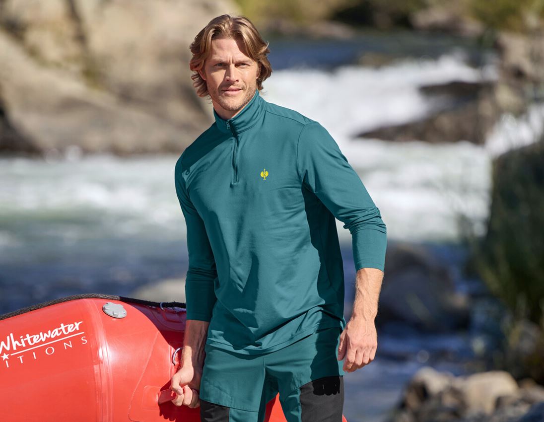 Clothing: Functional troyer-longsleeve UV e.s.trail + emeraldgreen/chromeyellow